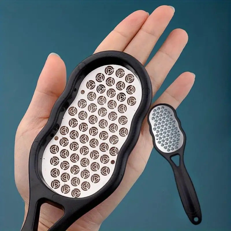 [Professional Foot Skin Removal] 1 Professional Stainless Steel Foot File, Pedi Knife, Safe Splash-Proof Shield Design, Ergonomic Curvature Easy-To-Grip Handle And Stainless Steel Coarse/Fine Grain Exfoliating Surface - Durable Foot Skin Removal Too