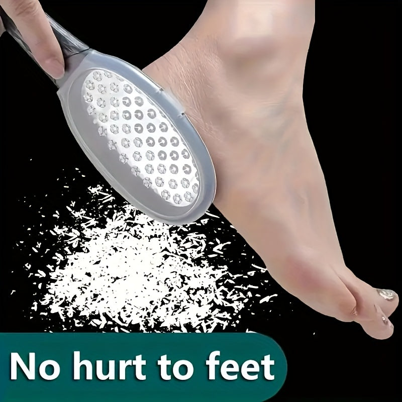 Dead Skin Remover: 1 Professional Stainless Steel Foot File, Pedicure Tool with a Safety Splash Guard, Ergonomic Curved Handle for Easy Grip, and Stainless Steel Coarse/fine Exfoliating Surfaces - Durable Foot Skin Removal Tool with Sturdy