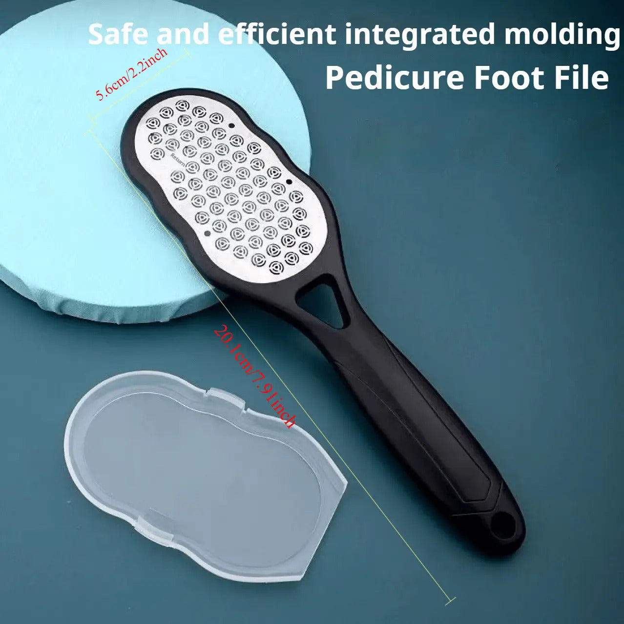 [Professional Foot Skin Removal] 1 Professional Stainless Steel Foot File, Pedi Knife, Safe Splash-Proof Shield Design, Ergonomic Curvature Easy-To-Grip Handle And Stainless Steel Coarse/Fine Grain Exfoliating Surface - Durable Foot Skin Removal Too