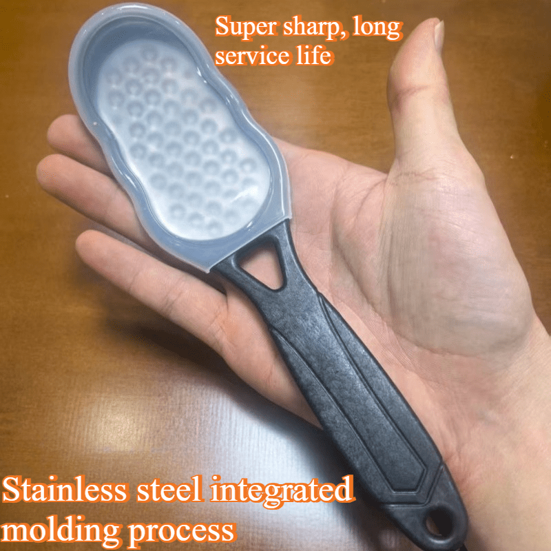 Dead Skin Remover: 1 Professional Stainless Steel Foot File, Pedicure Tool with a Safety Splash Guard, Ergonomic Curved Handle for Easy Grip, and Stainless Steel Coarse/fine Exfoliating Surfaces - Durable Foot Skin Removal Tool with Sturdy