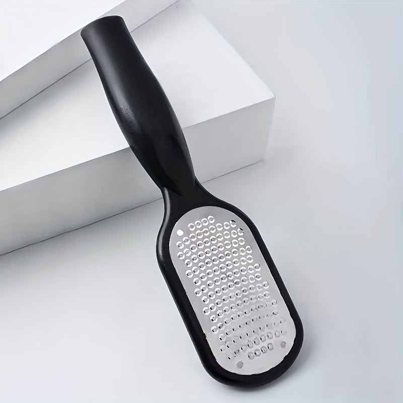 Dead Skin Remover: 1 Professional Stainless Steel Foot File, Pedicure Tool with a Safety Splash Guard, Ergonomic Curved Handle for Easy Grip, and Stainless Steel Coarse/fine Exfoliating Surfaces - Durable Foot Skin Removal Tool with Sturdy