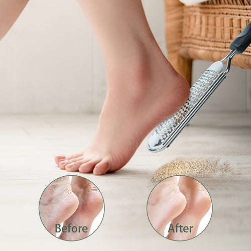 Stainless Steel Metal Foot Scrubber for Pedicure and Exfoliation, Professional Rasp for Foot Care
